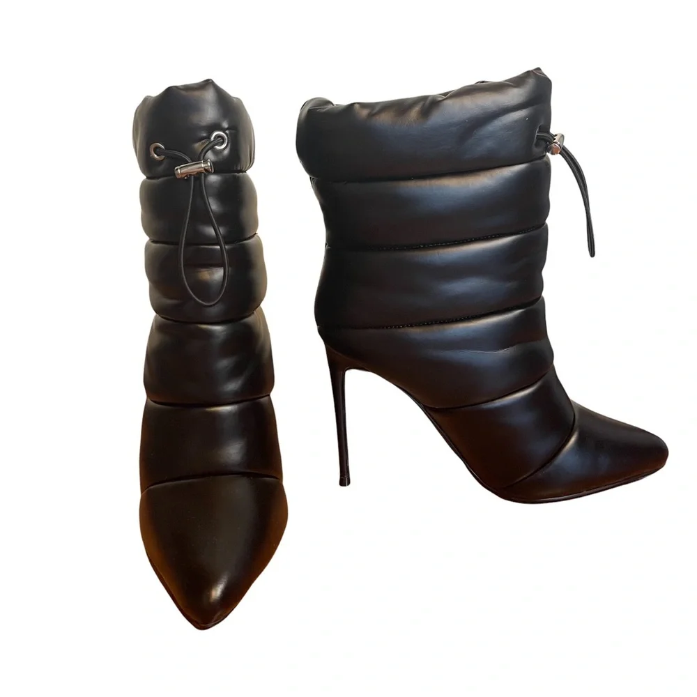 Steve Madden Black Quilted Stiletto Heel Bootie - Picture 2 of 5